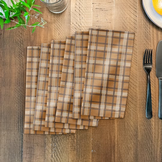 Orange Multi Plaid Cotton Twill Napkin